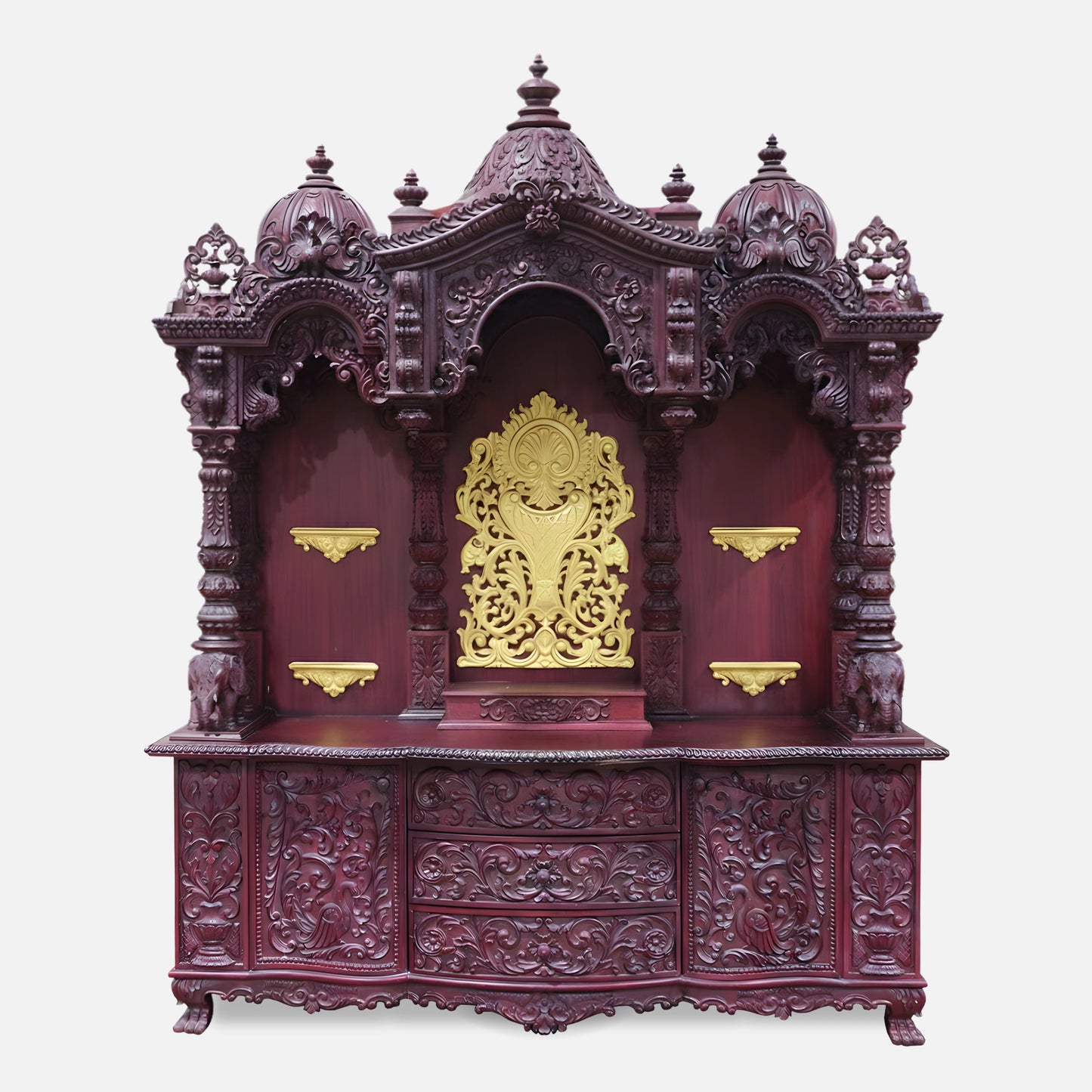 Omya Teak Wood Mandap (Cherry) front view 