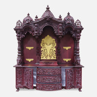 Omya Teak Wood Mandap (Cherry) open drawer front view 