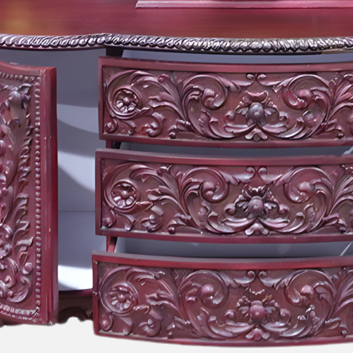  Omya Teak Wood Mandap (Cherry)  open drawer view 