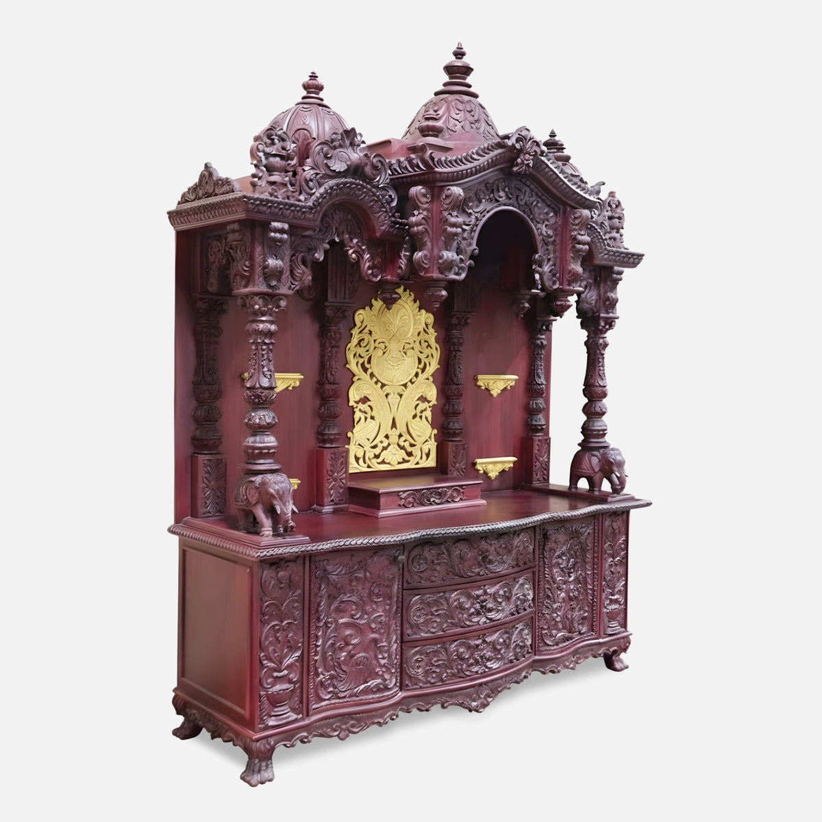 Omya Teak Wood Mandap (Cherry) side angle 