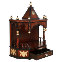 Open Drawer view of Anugrah Wall Mount Pooja Mandir without Door (Brown Gold)