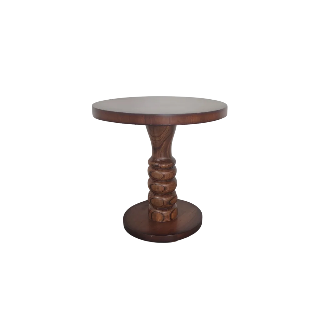 Ornate Teak Wood Side Table Brown