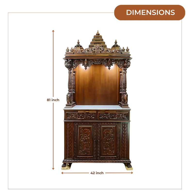 Padmanidhi Teak Wood Mandap (Brown) dimensions
