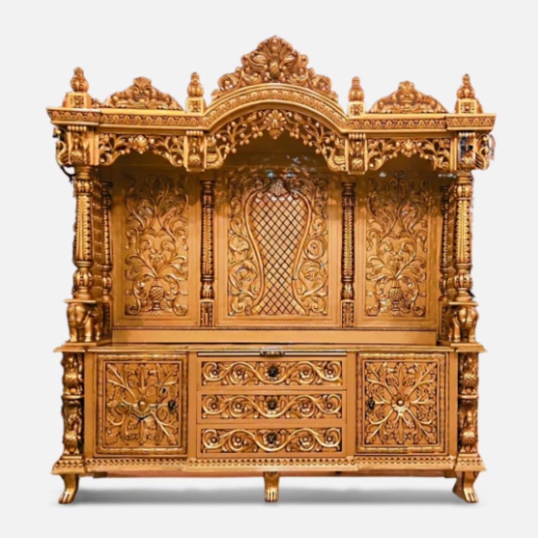 Padmashri Teak Wood Mandap (Gold) Font view