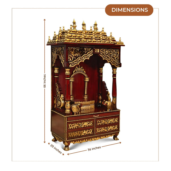  Padmavasa Teak Wood Mandap (Bown Gold) dimensions 