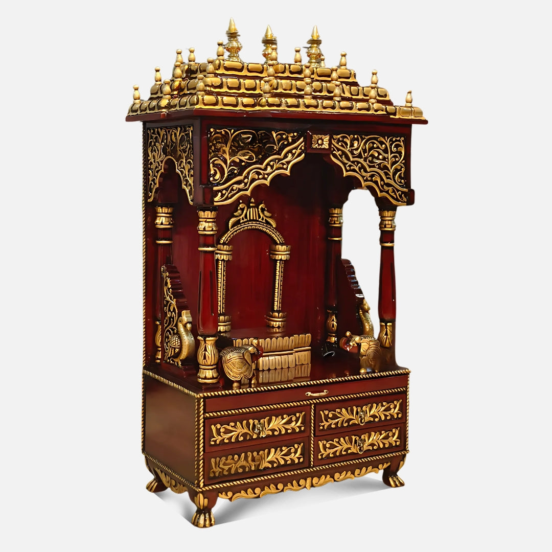Padmavasa Teak Wood Mandap (Bown Gold) side view 
