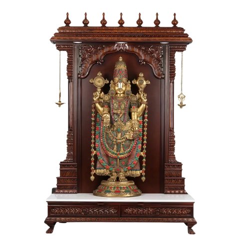 Param Teak Wood Mandap - Brown