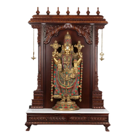 Param Teak Wood Mandap (Brown) front view with idol 