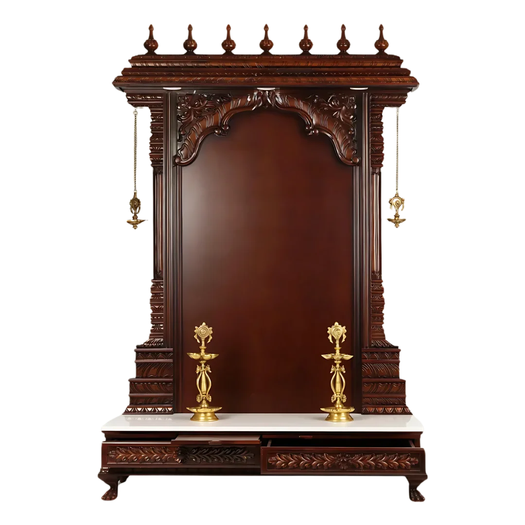 Param Teak Wood Mandap (Brown) front view