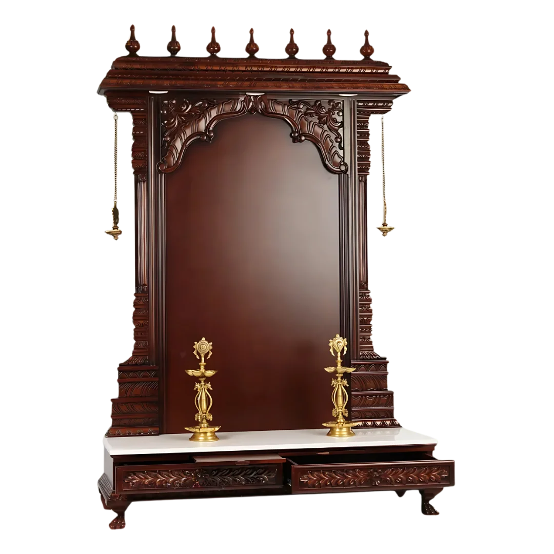 Param Teak Wood Mandap (Brown) side angle 