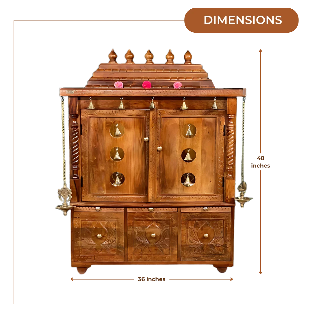 Pavitraa Sheesham Wood Mandir (Teak) Dimensions 