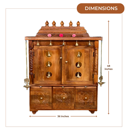 Pavitraa Sheesham Wood Mandir (Teak) Dimensions 