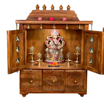Pavitraa Sheesham Wood Mandir (Teak) Open Door view 
