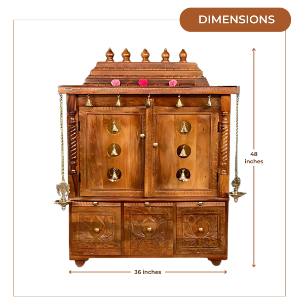 Pavitraa Teak Wood Mandir (Teak) Dimensions 