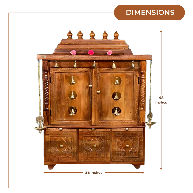 Pavitraa Teak Wood Mandir (Teak) Dimensions 