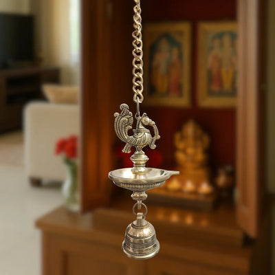 Peacock Brass Hanging Diya