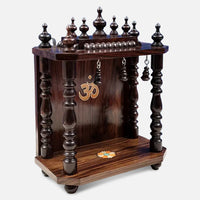 Peethika Teak Wood Mandir (Brown) side angle 