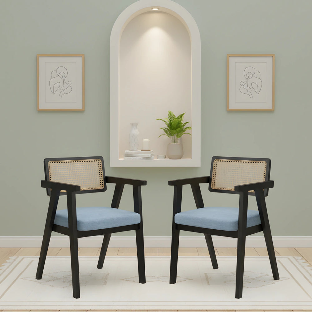 Petal Teak Wood Arm Chairs (Brown Grey) lifestyle image 