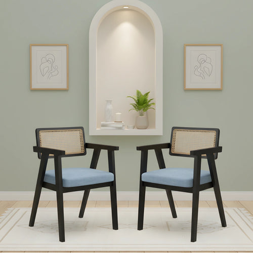 Petal Teak Wood Arm Chairs (Brown Grey)