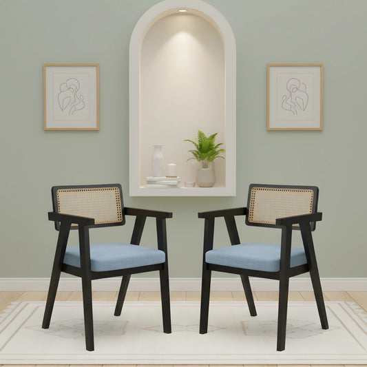 Petal Teak Wood Arm Chairs (Brown Grey) lifestyle image 