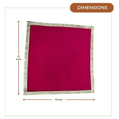 Pink Velvet Pooja Aasan with Golden Border dimensions
