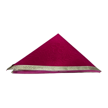 Pink Velvet Pooja Aasan with Golden Border fold view