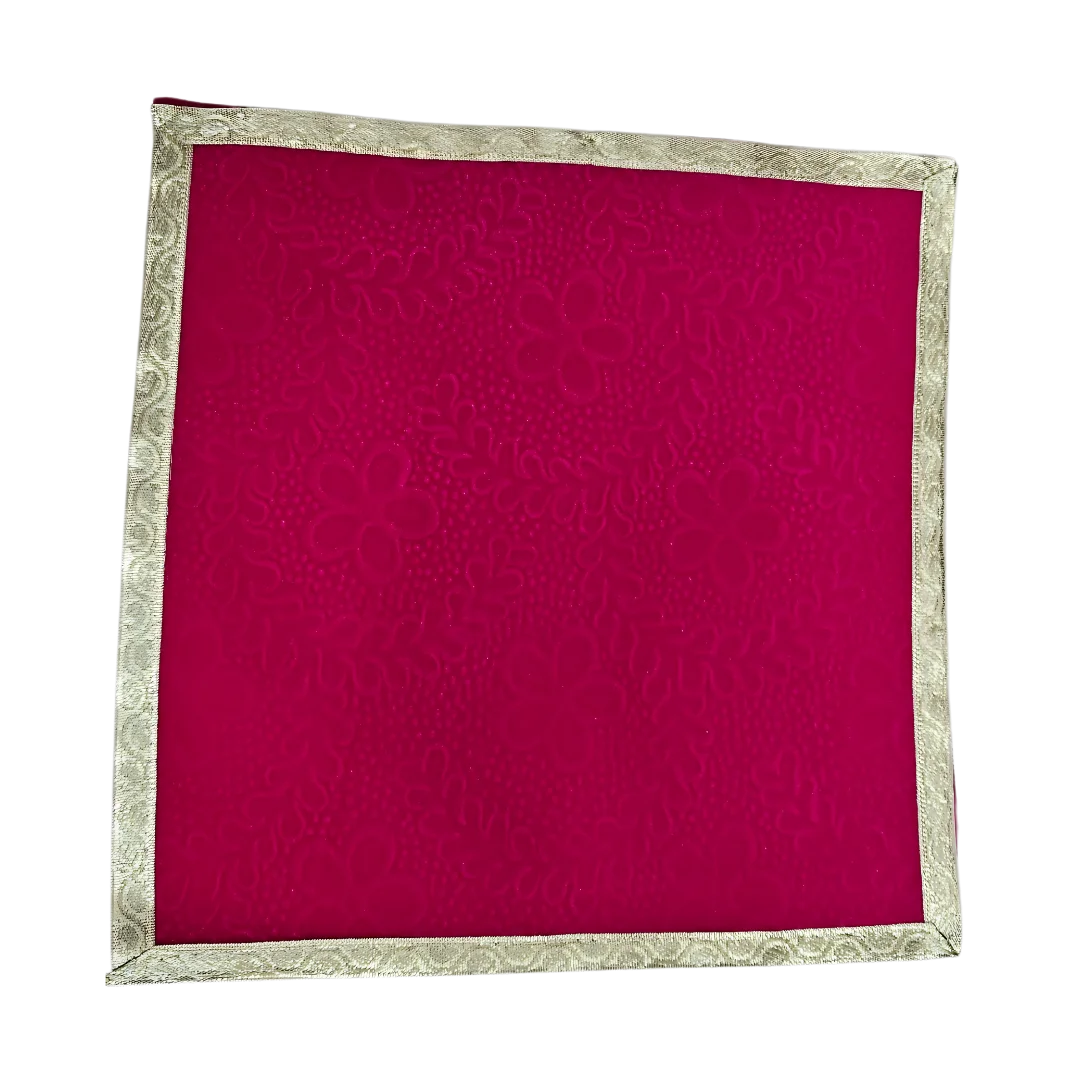Pink Velvet Pooja Aasan with Golden Border