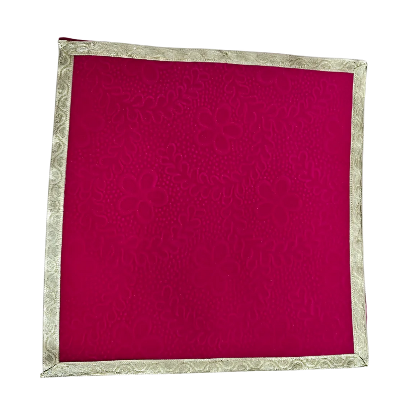 Pink Velvet Pooja Aasan with Golden Border