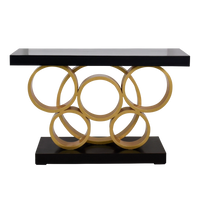 Pique Solid Wood Console Table in Brown Gold color back view
