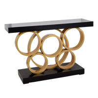 Pique Solid Wood Console Table in Brown Gold color 45° side view