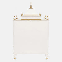 Pooja Graham Large Floor Rested Pooja Mandir with Door (White Gold) Back View