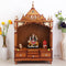 Pooja Graham Large Floor Rested Pooja Mandir without Door (Teak Gold) life style image