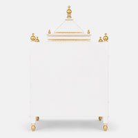 Pooja Graham Large Floor Rested Pooja Mandir without Door (White Gold) Back View