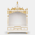 Pooja Graham Large Floor Rested Pooja Mandir without Door White Gold
