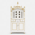 Pooja Graham Large Floor Rested Pooja Mandap with Door White Gold