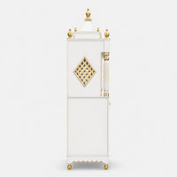 Pooja Graham Large Floor Rested Pooja Mandap with Door (White Gold) Side Angle