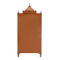 Pooja Graham Large Floor Rested Pooja Mandap/Wooden temple with doors for home in Teak Gold color back view