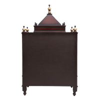 Pooja Graham Large Floor Rested Pooja Mandir/Wooden temple with doors for home in Brown Gold color back view