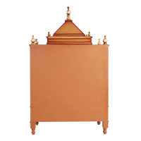 Pooja Graham Large Floor Rested Pooja Mandir/Wooden temple for home in Teak Gold color back view