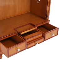 Pooja Graham Large Floor Rested Pooja Mandir/Wooden temple for home in Teak Gold color zoom view open drawers