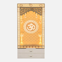 Prabhayan Wooden Corian Mandir (White) front view 