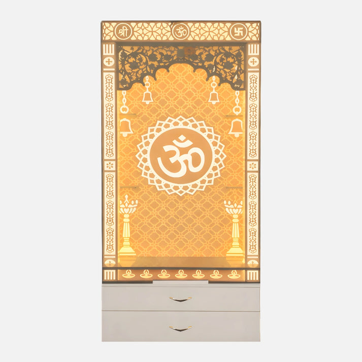 Prabhayan Wooden Corian Mandir- White