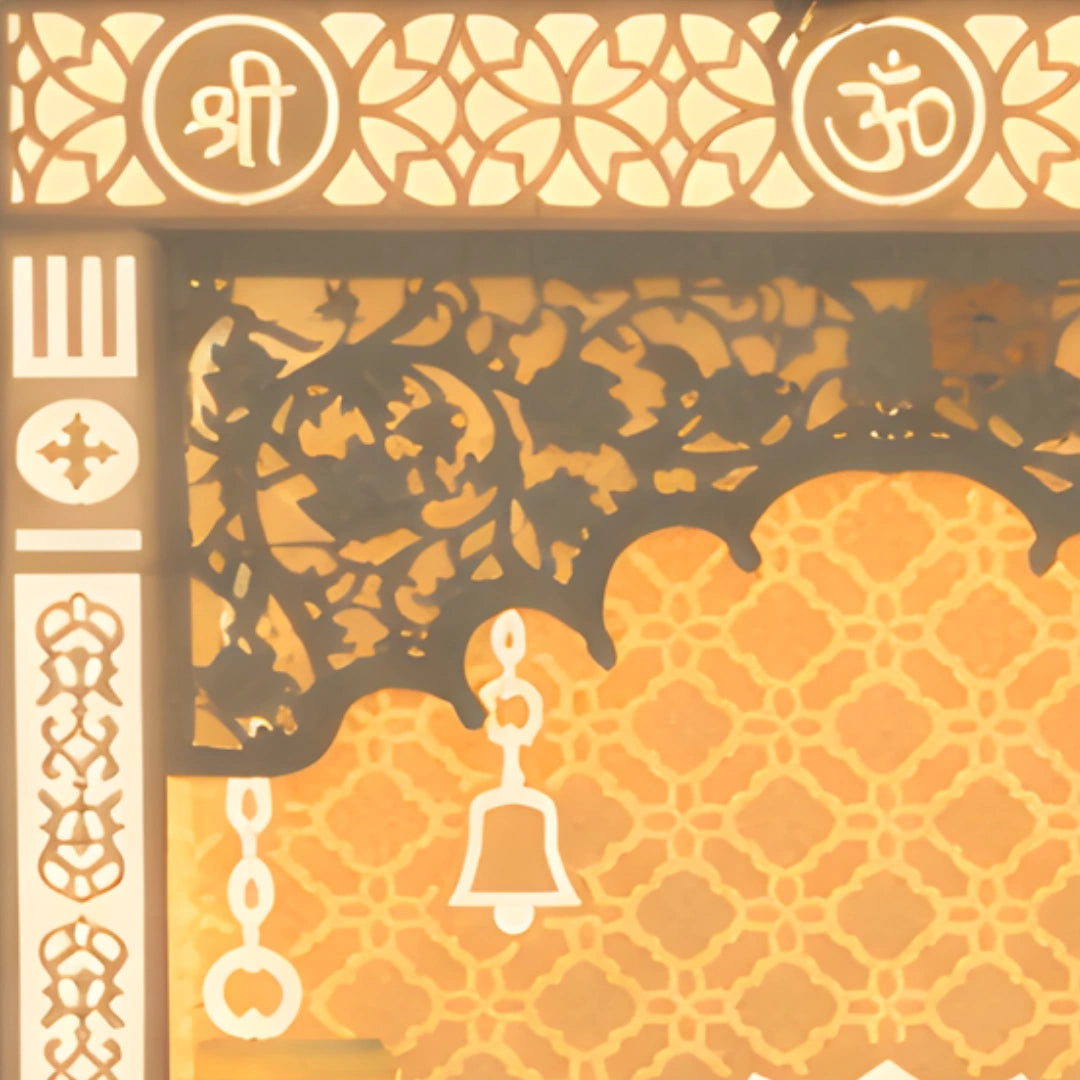 Prabhayan Wooden Corian Mandir (White) zoom view 