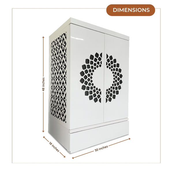 Prajvala Teak Wood Mandir (White) dimensions 