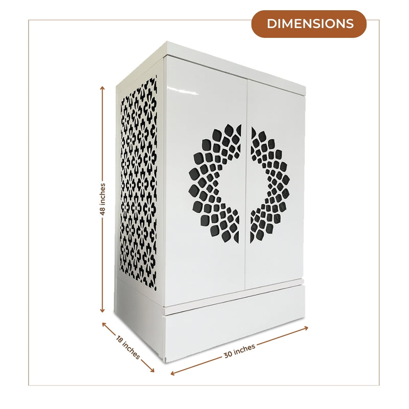 Prajvala Teak Wood Mandir (White) dimensions 