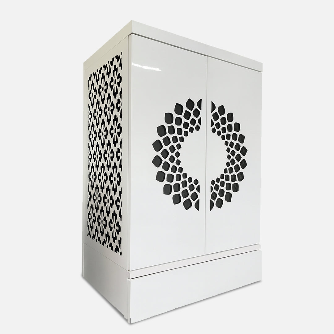 Prajvala Teak Wood Mandir (White) side view 