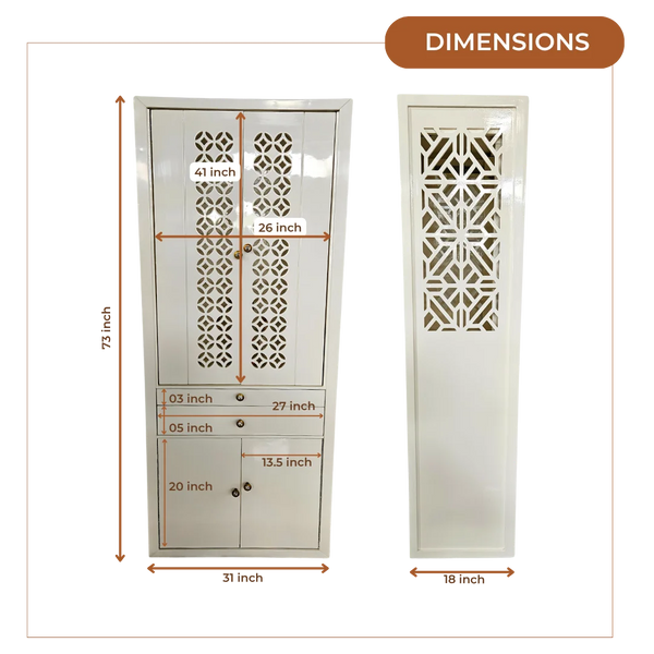 Prakash Dham Teak Wood Mandap (White) dimensions