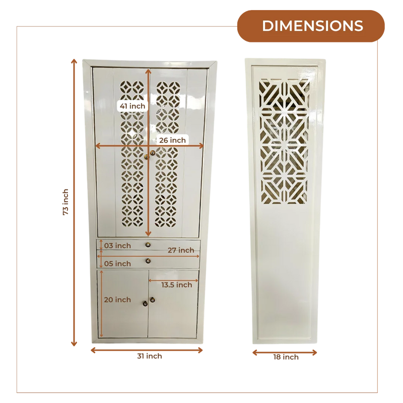 Prakash Dham Teak Wood Mandap (White) dimensions