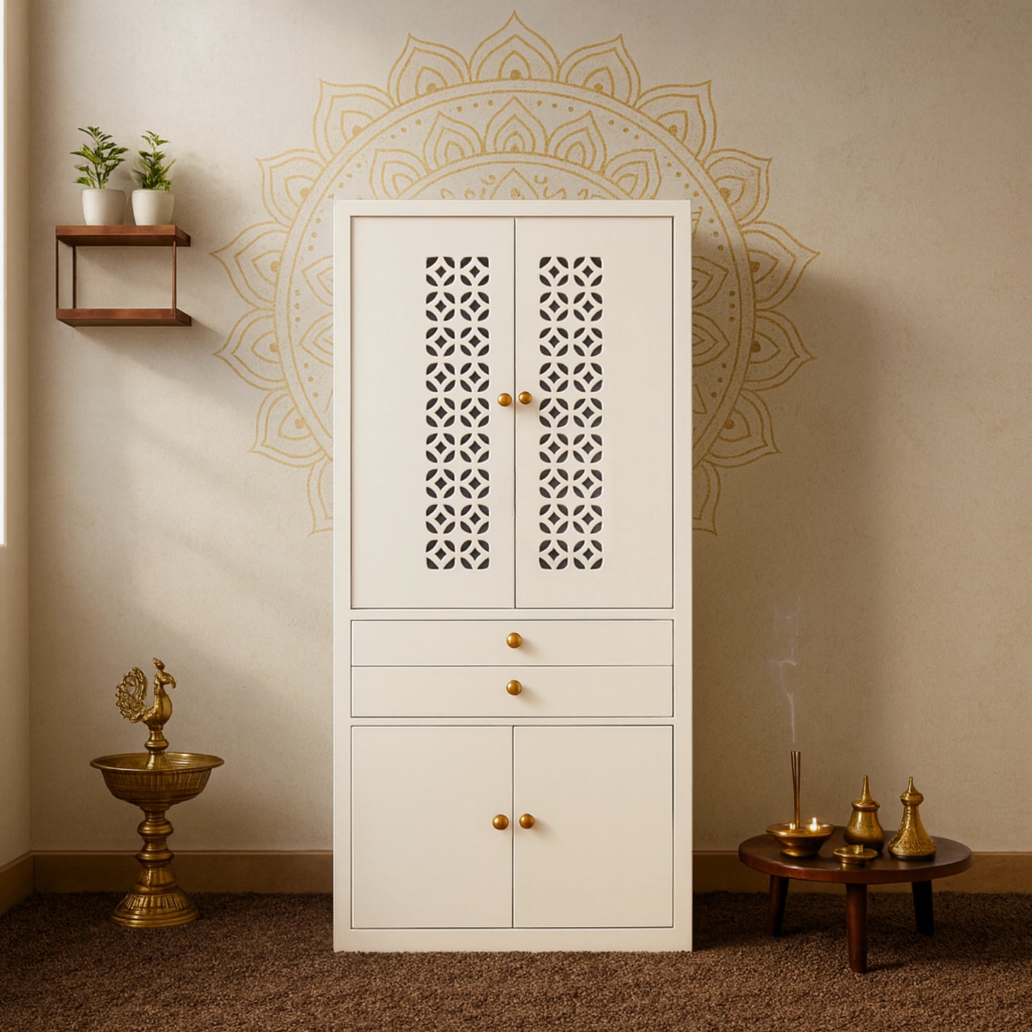 Prakash Dham Teak Wood Mandap (White) lifestyle view