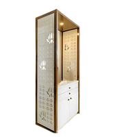Prakash Dham Teak Wood Pooja Mandap Without Door(White Gold) Side Angle 